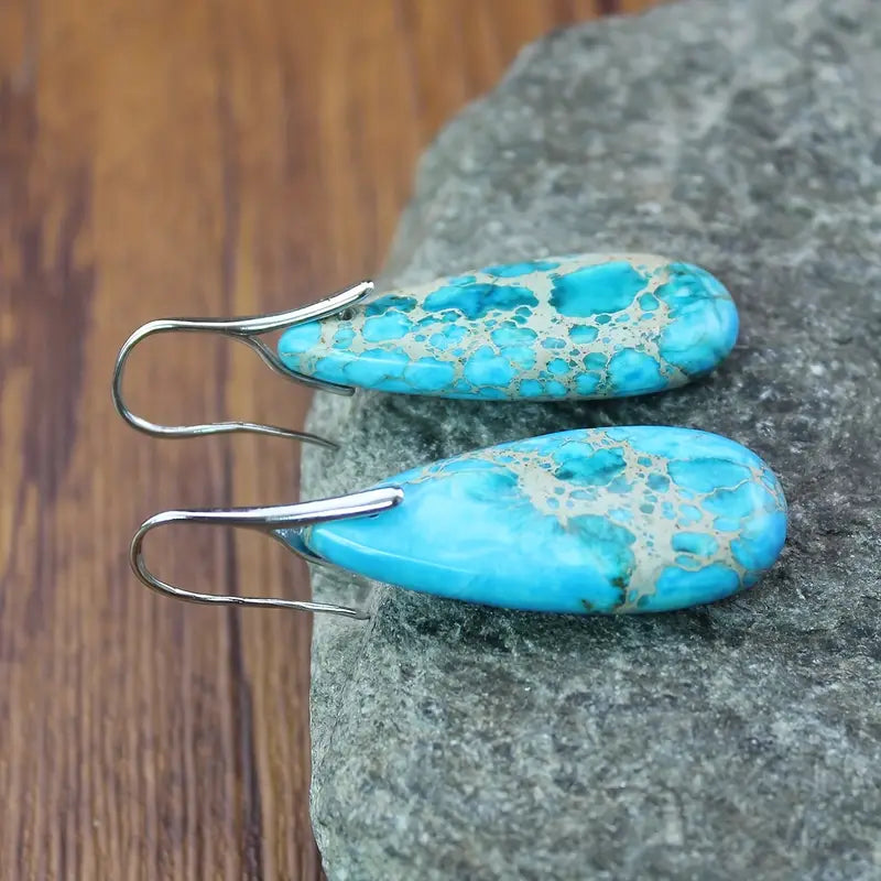 Droplet Imperial Stone Decor Dangle Earrings