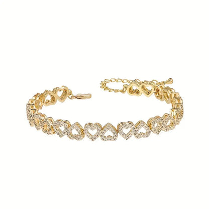 Elegant Shining Cubic Zirconia Heart Bracelet